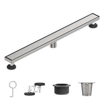 32" 304 Stainless Steel Linear Drain For Fast Drainage, Floor Drain For Bathroom In Brushed Nickel