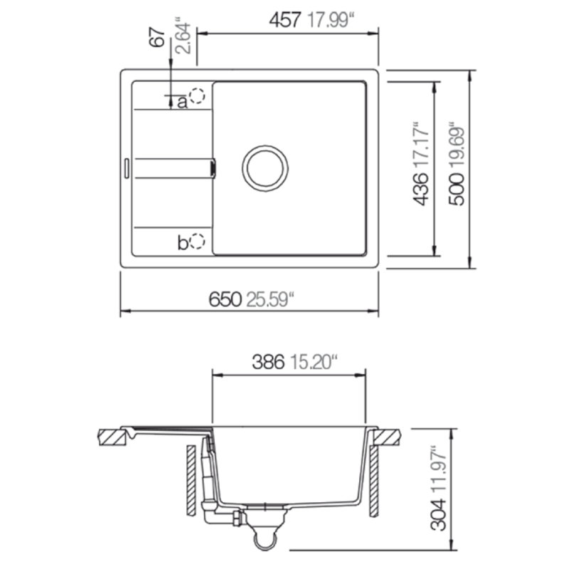 Schock Single Bowl Inset Kitchen Sink, Asphalt