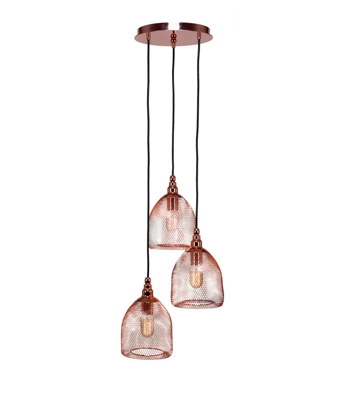 Luminaire suspendu 3 lumières Adkins Plexus, Cuivre