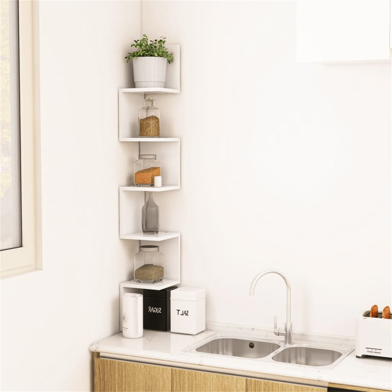 Thaney 5 Piece Corner Shelf, White