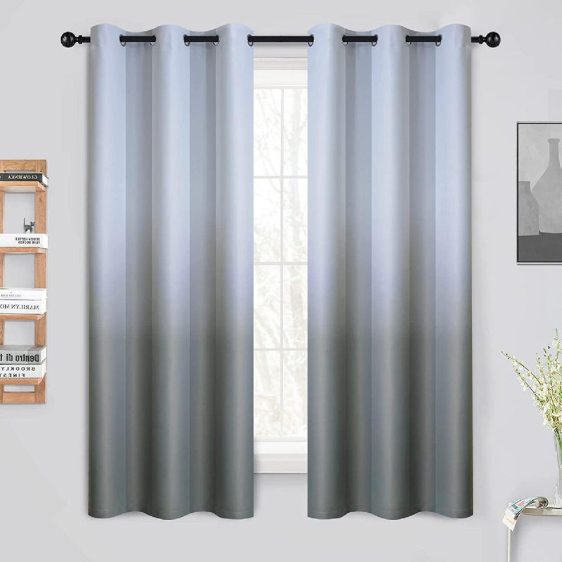 Mohid Polyester Blackout Curtain Pair, 42" W x 63" L, Gray/Grayish White