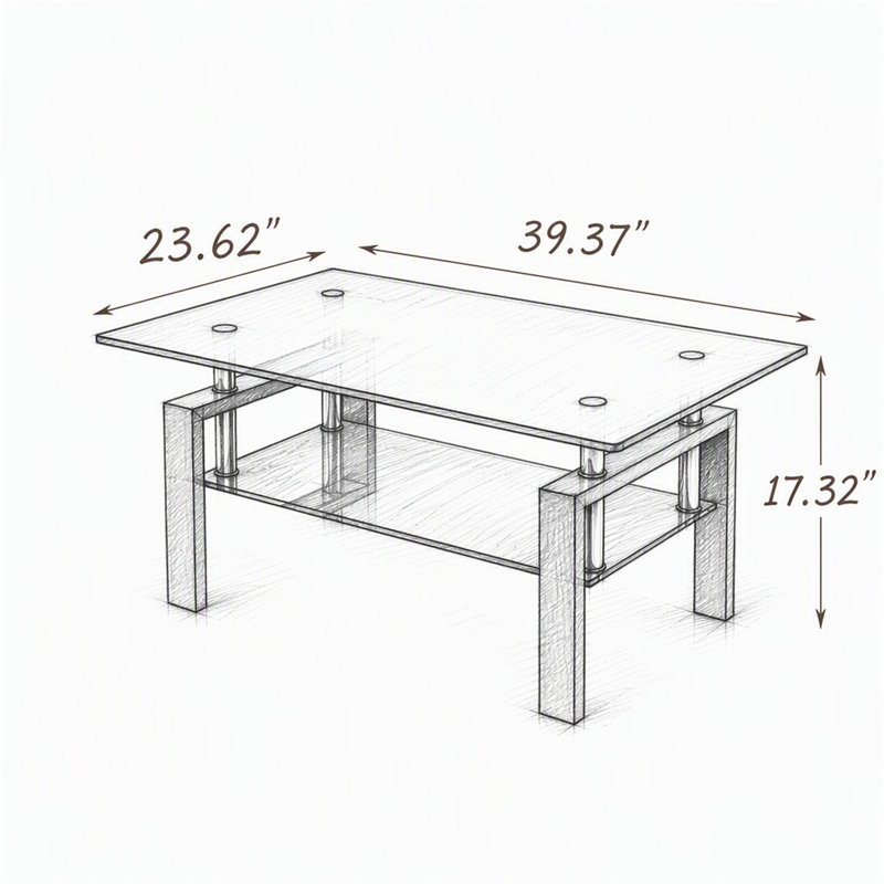 Table basse en verre trempé noir