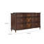 Commode Raam, 9 tiroirs, pieds dorés, brun cerise foncé