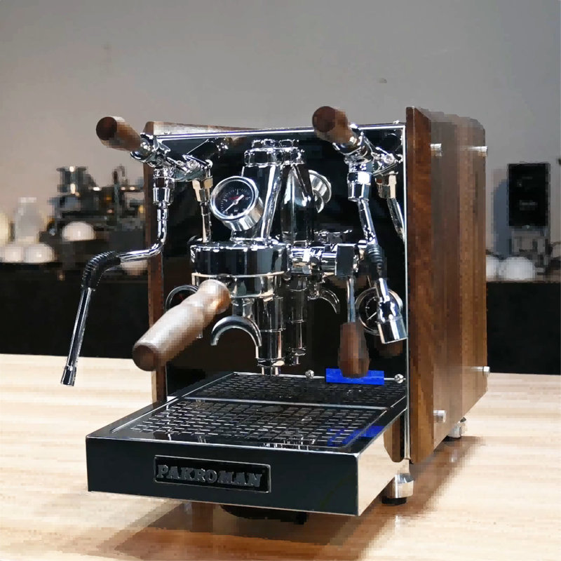 Machine à espresso semi-automatique pour la maison / commerciale, avec tête de brassage E61, pompe rotative, et fabriquée en acier inoxydable et bois de noyer rétro