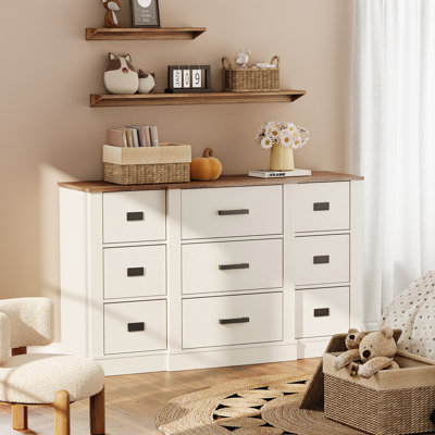 Glenford 52.5" Wide Modern Farmhouse Wooden Dresser With 9 Drawers For Teenagers by Winston Porter