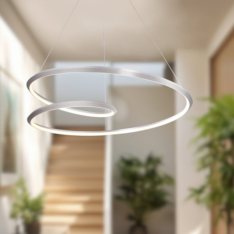 Ampersand 1 - Light LED Pendant, Brushed Nickel, 129.63" H x 31.5" W x 31.5" D