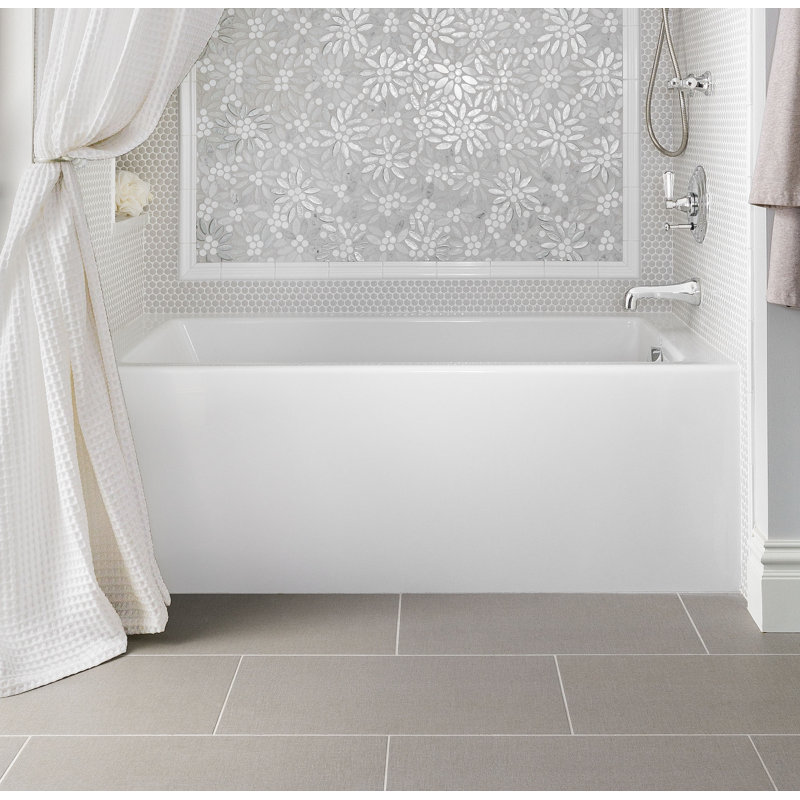 Sydney 72'' L Air Bathtub, White, Right, Satin Brass