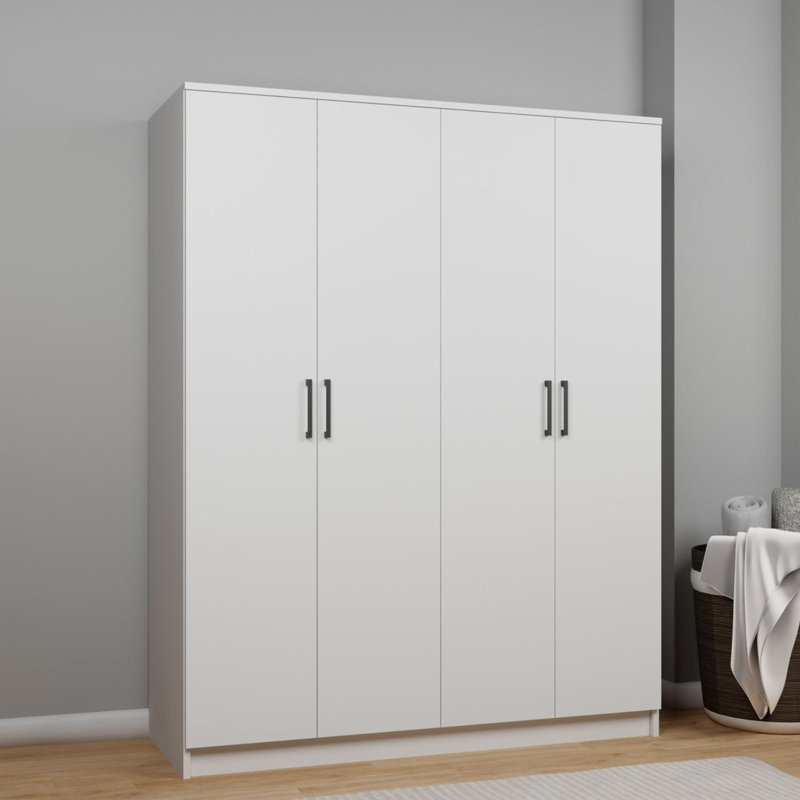 Armoire moderne blanche avec nombreuses tablettes, 55,1 po x 70,9 po x 20,4 po | 100% panneau de particules enduit de mélamine, épaisseur: 0,7 pouce | Conception murale, solution de rangement élégante et fonctionnelle pour toute pièce