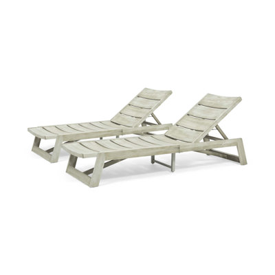 Nowakowski 78.75" Long Acacia Wood Reclining Chaise Lounge Set by Foundry Select