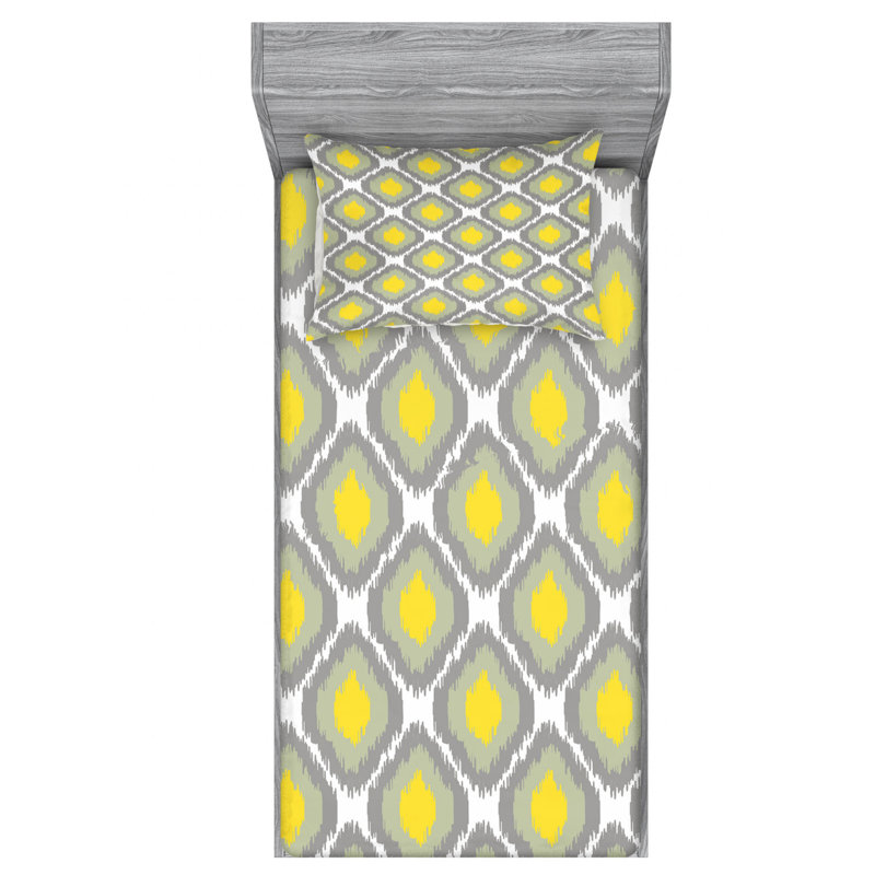 Microfiber Ikat Sheet Set, Twin XL Sheet Set with Fitted Sheet