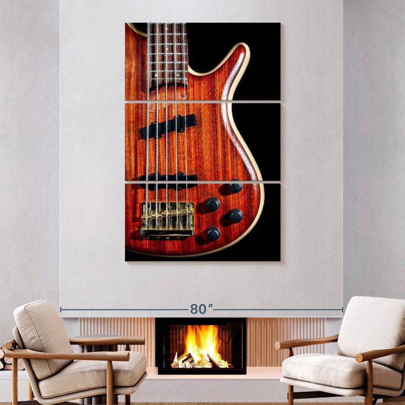 Wooden Bass Guitar, H 74 po x l 48 po
