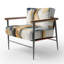 Fauteuil d'appoint rembourré abstrait moderne bleu et or abstrait IV-435714872