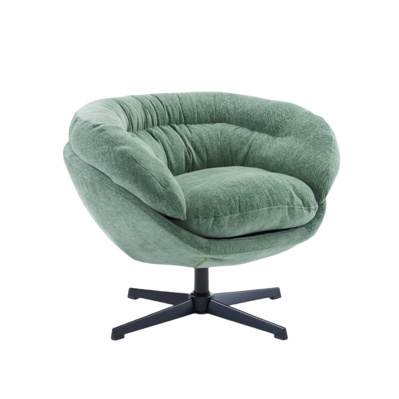Upholstered Swivel Accent Chair, Green Chenille