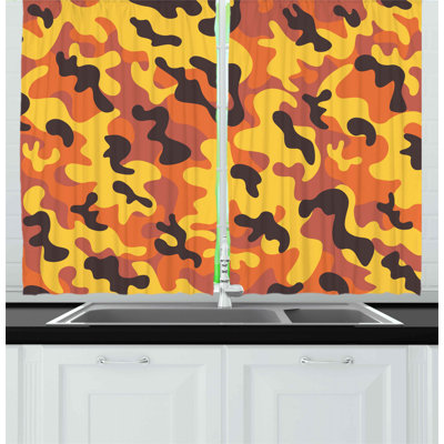 Camouflage Pointed Kitchen Curtain