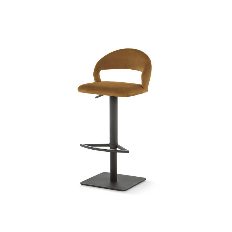 Denver Upholstered Adjustable Height Bar Stool, Graphite, Hazelnut