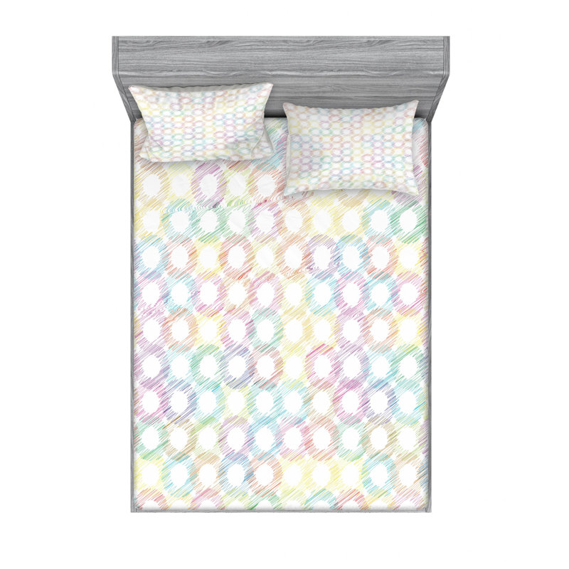 Ensemble de draps à motif géométrique grunge, Ensemble de draps pour lit double avec un drap-hou