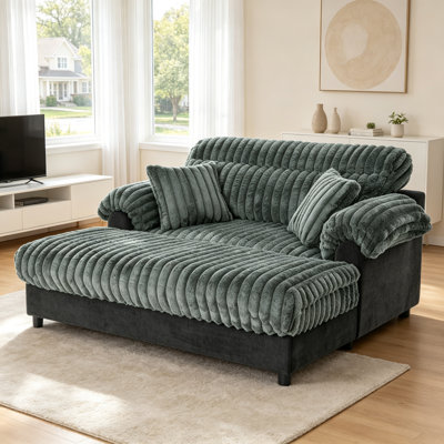 Méridienne moderne avec fausse fourrure de lapin ultra douce et mousse haute densité pour un confort et un style ultimes, vert