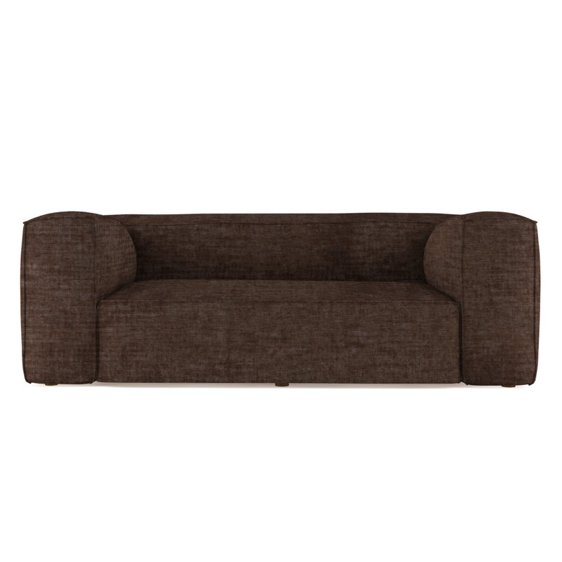 Canapé surdimensionné Varick, H 30 po x l 96 po x P 47 po, Velours écrasé chocolat, Patiné
