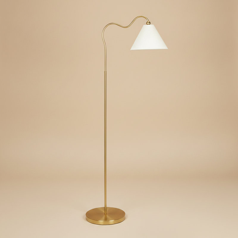 Lampe sur pied en laiton avec abat-jour tambour triangulaire