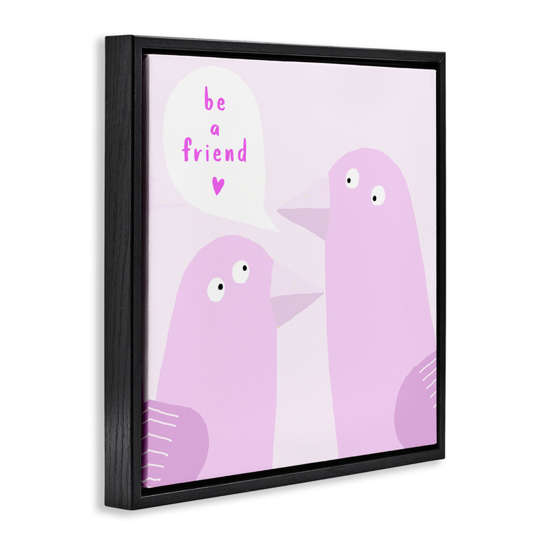 «Be A Friend Birds», art mural sur toile flottante brune, H 18 po x l 18 po, Cadre flottant noir de jais