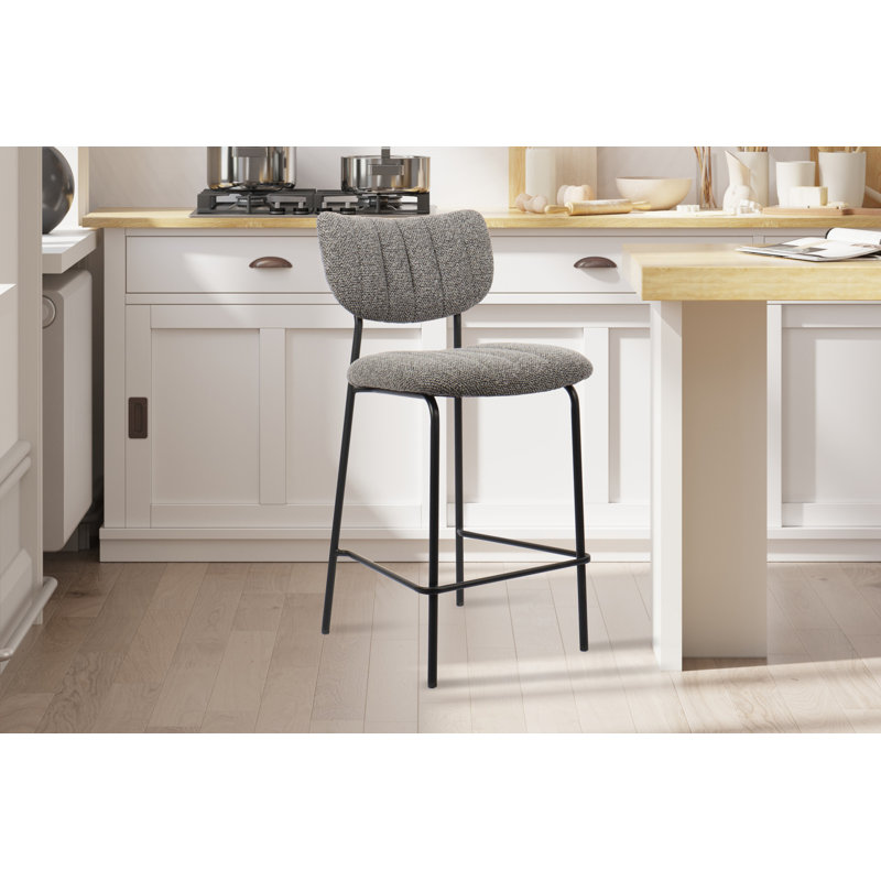 Stephenville Upholstered Counter Stool, Dark gray