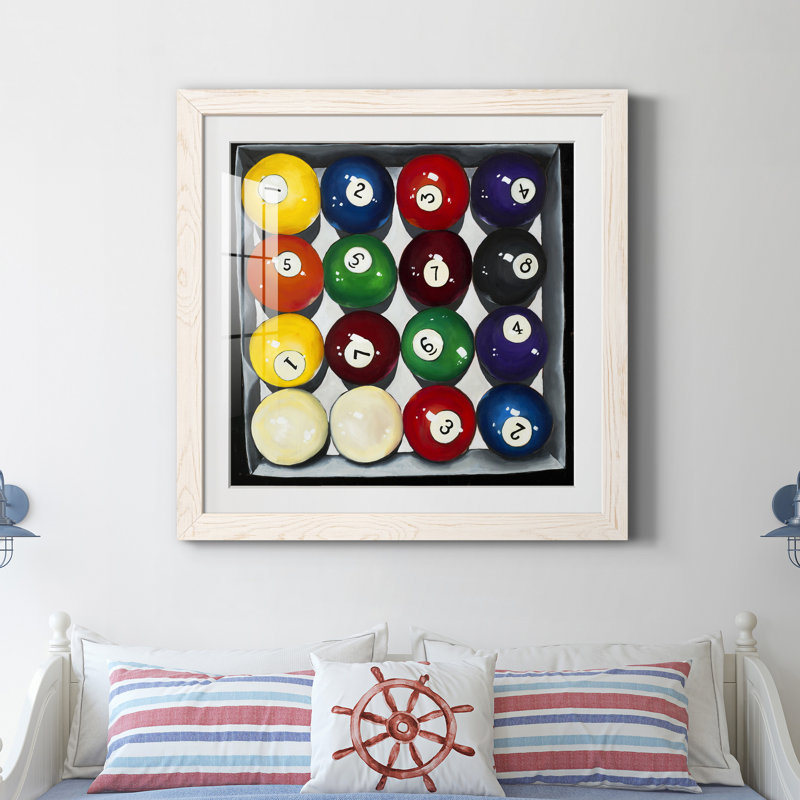 Retro Billiards - Reproduction d'art sur papier encadrée, Papier blanc, H 27,5 po x l 27,5 po x P 1,5 po