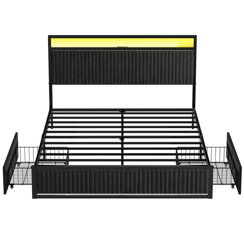 Antioch Upholstered Bed, Full, Black