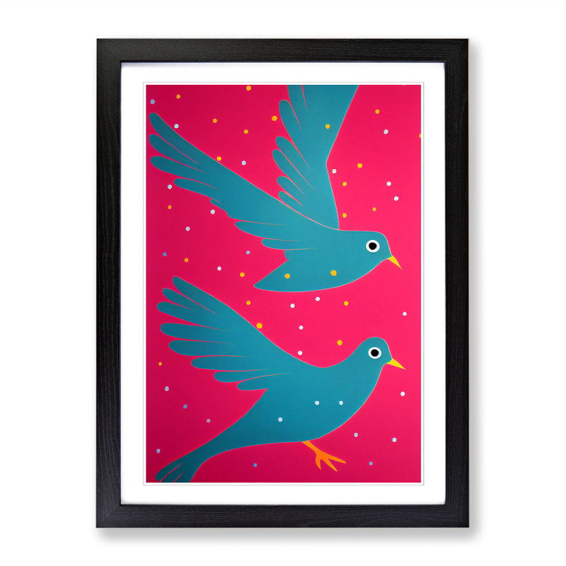 Two Dove Birds 1 Piece Single Picture Frame Wall Art, 64cm H x 46cm W x 2cm D, Oak