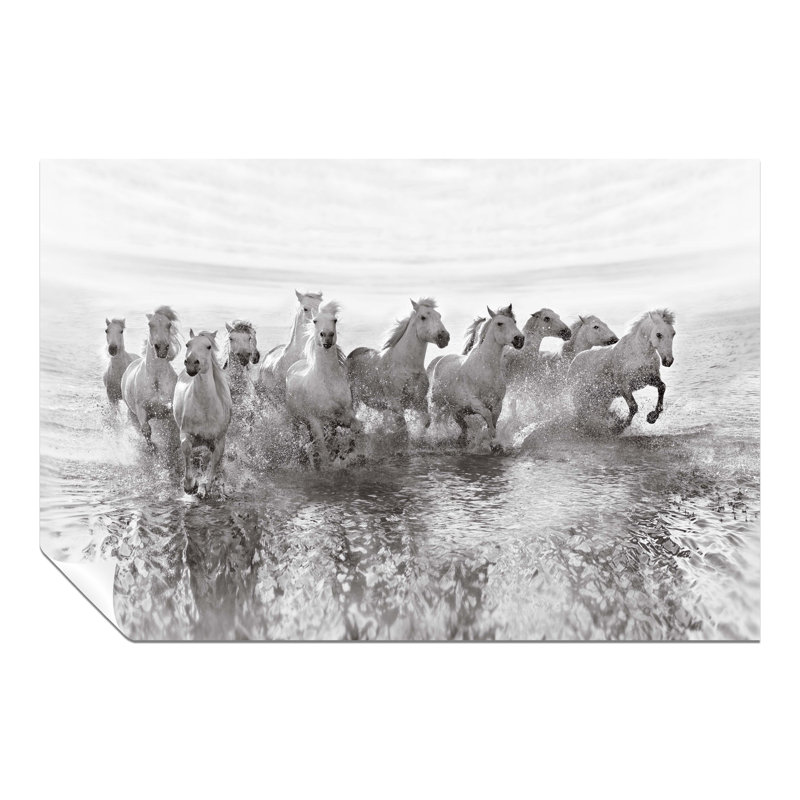 White Horses in the Sea 1 Piece Wrapped Canvas Wall Art, 20cm H x 31cm W x 0.5cm D