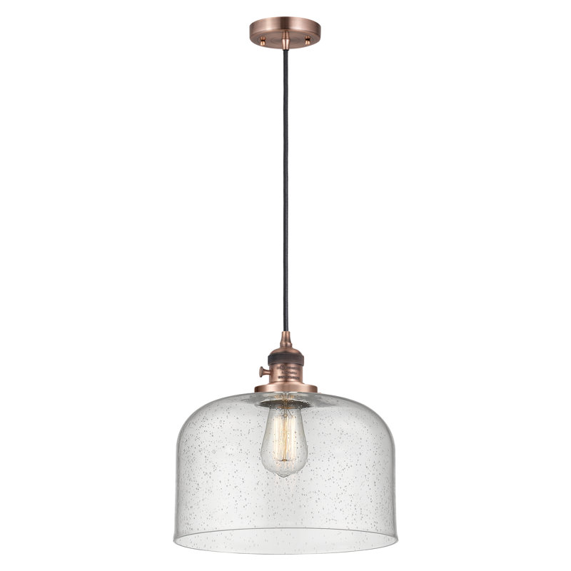 Luminaire suspendu en forme de globe à 1 lumière Analiah, Grainé, Cuivre antique, DEL