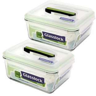 Glasslock Food-Storage Container with Locking Lids Microwave Safe 6pcs Set  Square 17oz/490ml