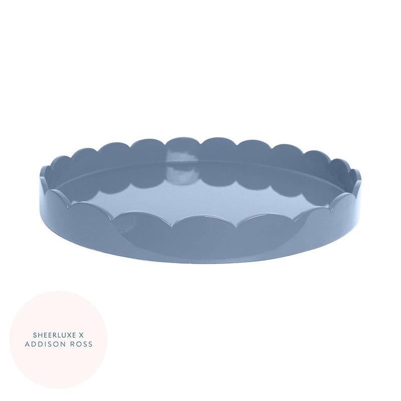 Enamel / Lacquer Tray, 16" H x 16" W x 2" D, Chambray Blue