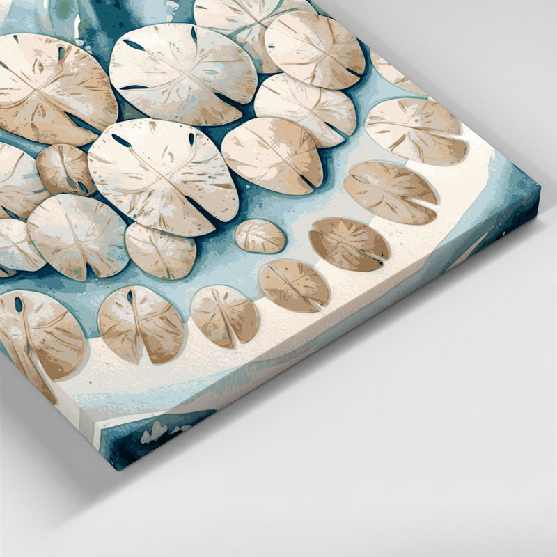 Nautical Sand dollars Grey Canvas Wall Art, 12" H x 12" W