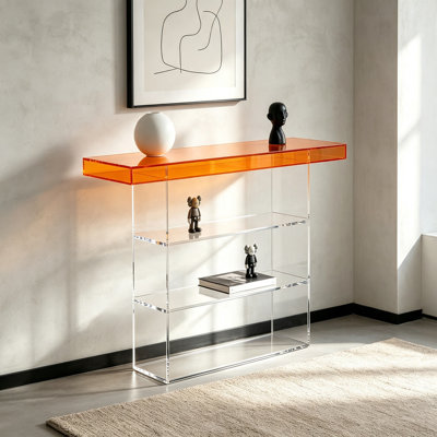 Orange Top Acrylic Console Table