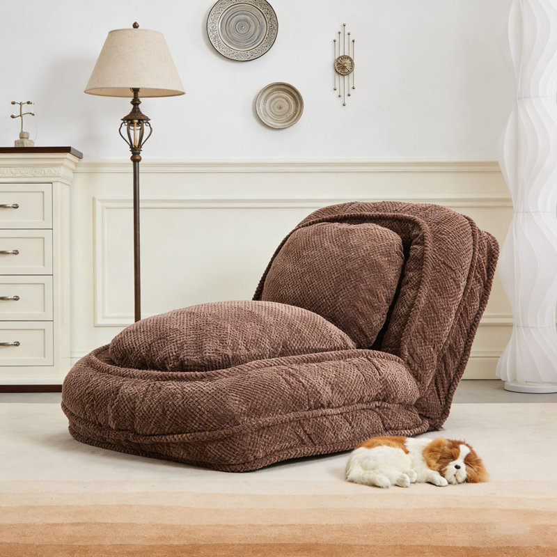 Lazy Sofa Couch ,5 Adjustable Position, Brown Polyester