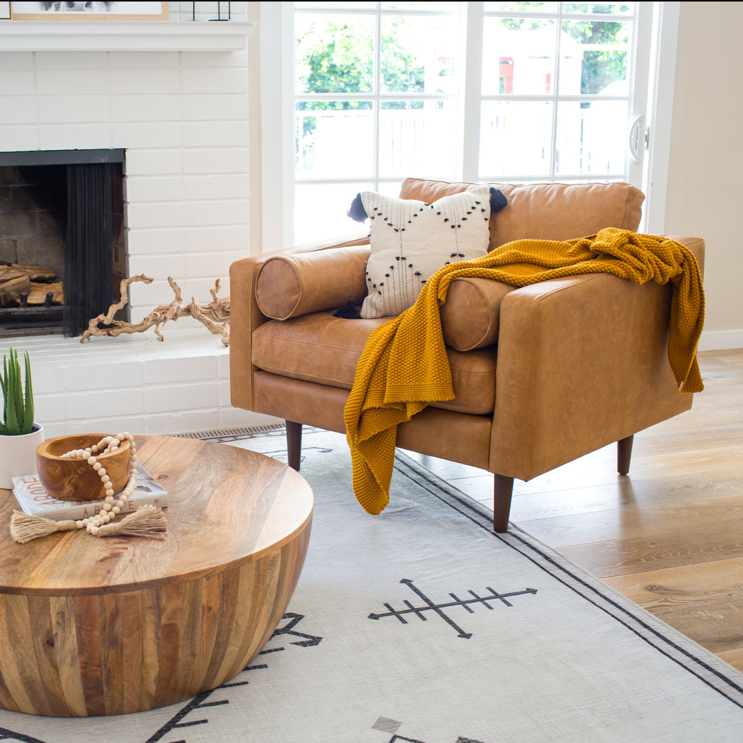 Napa Full-Grain Genuine Leather Lounge Chair Poly & Bark Leather 