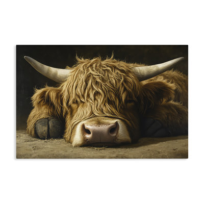 Sleeping Highland Cow & Hoof Canvas, design by The Wands Want