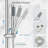 Brushed Nickel High Pressure Rainfall Shower Slide Bar System with 59'' Hose & Handheld Showe-125188742