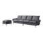 Canapé modulaire moderne en forme de L en cuir technique avec repose-pieds convertible, revêtement imperméable et anti-rayures pour des espaces de vie polyvalents