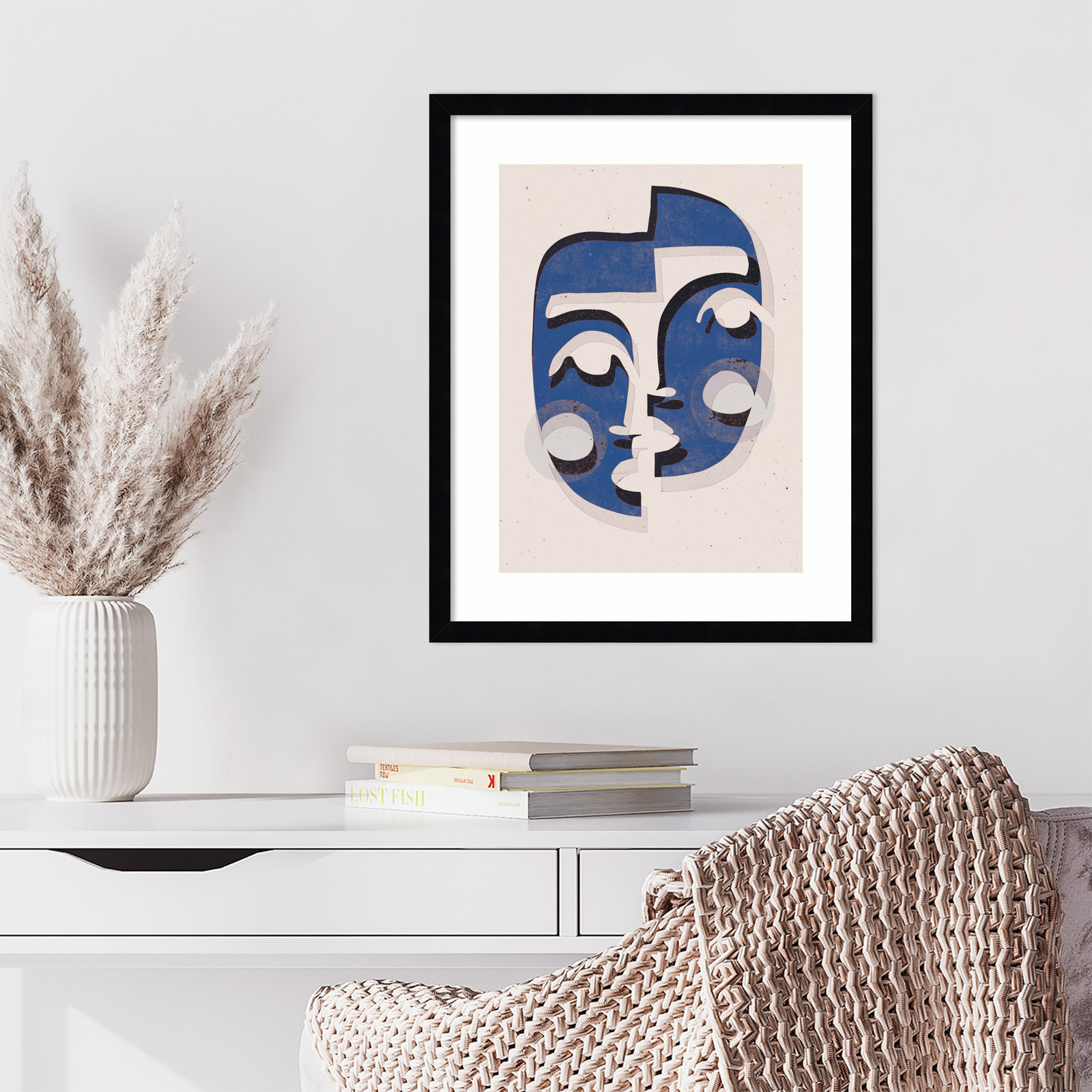 Galya "The Blue Mask" Print by Treechild, 21" H x 17" W, Black
