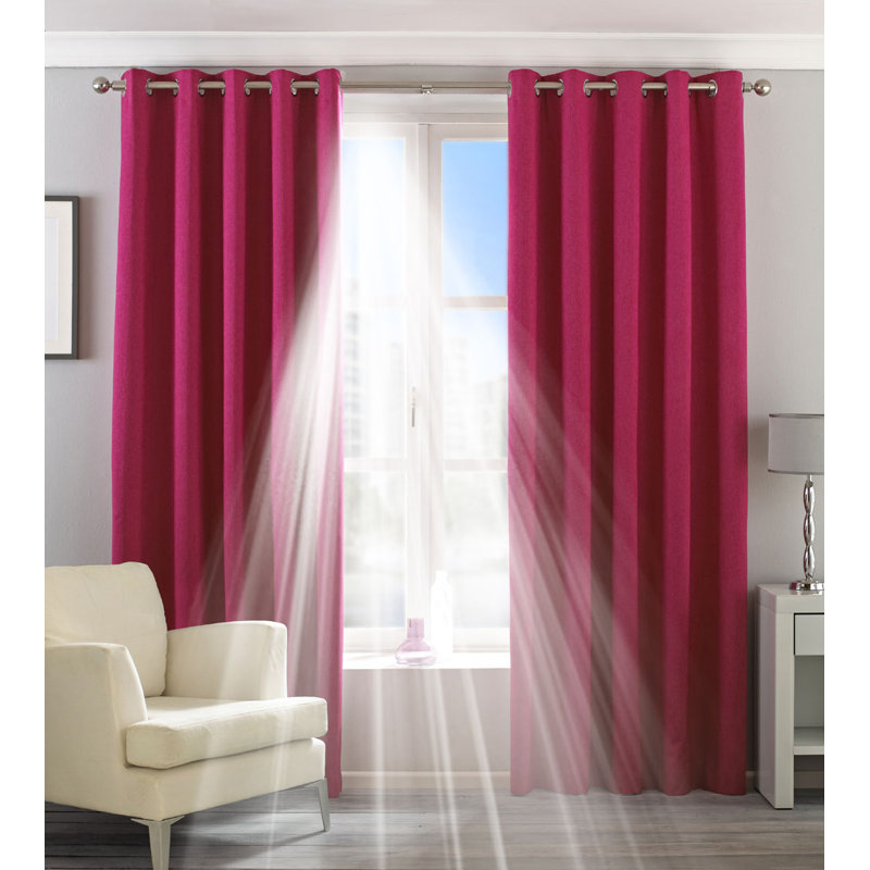 Mirso Eyelet Blackout Thermal Curtain, Width 229 x Drop 137 cm, Pink