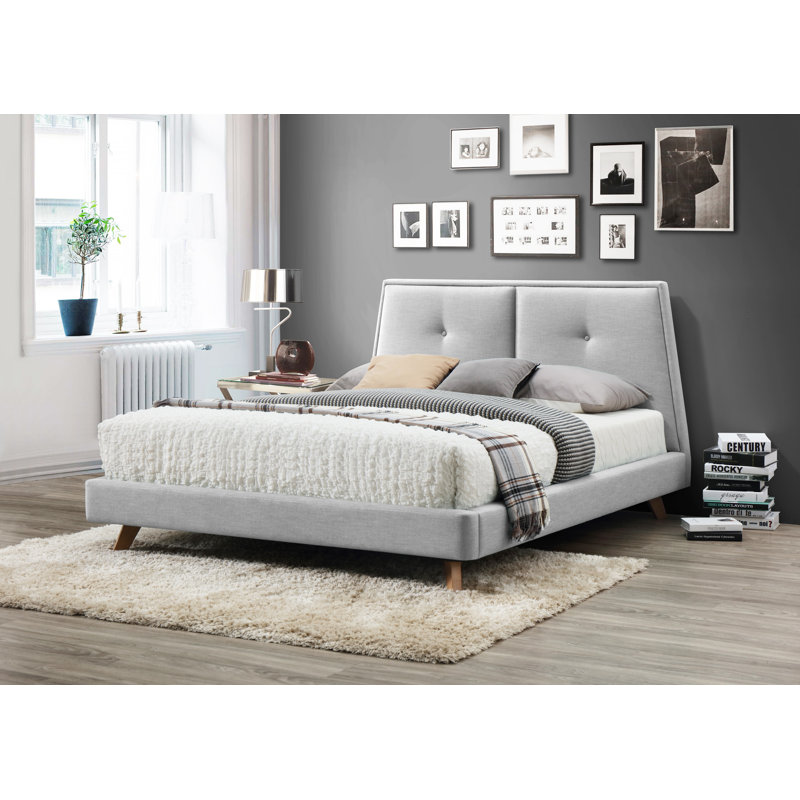 Gaillard Upholstered Platform Bed, Light Gray