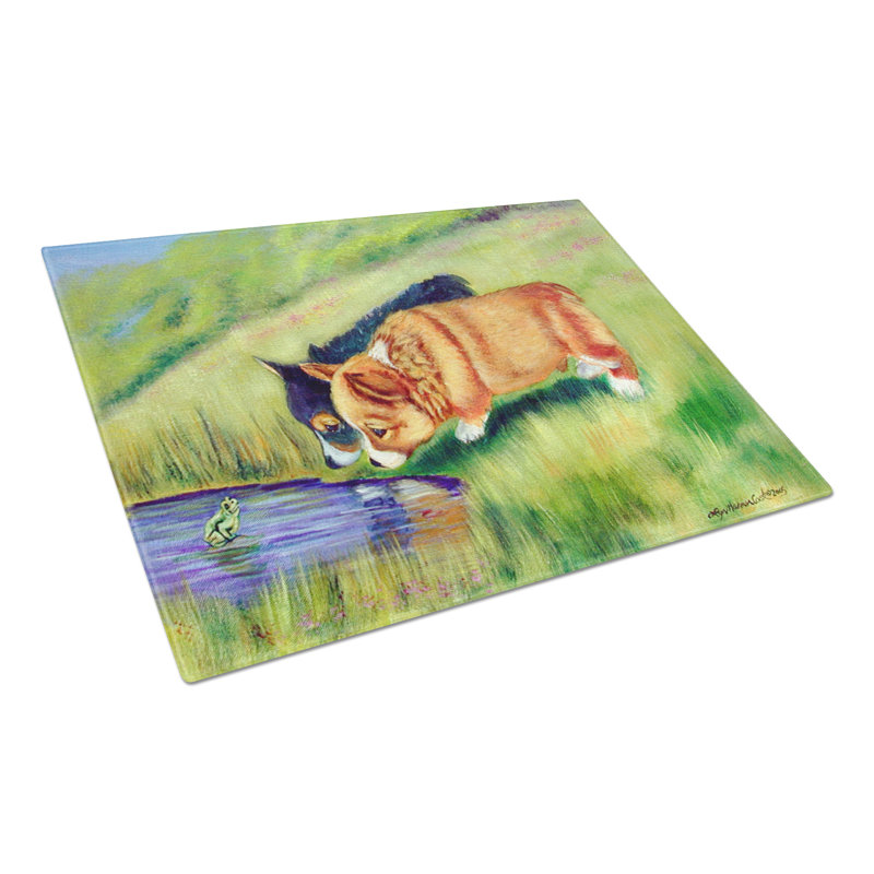 Caroline's Treasures Corgi Glass Cutting Board