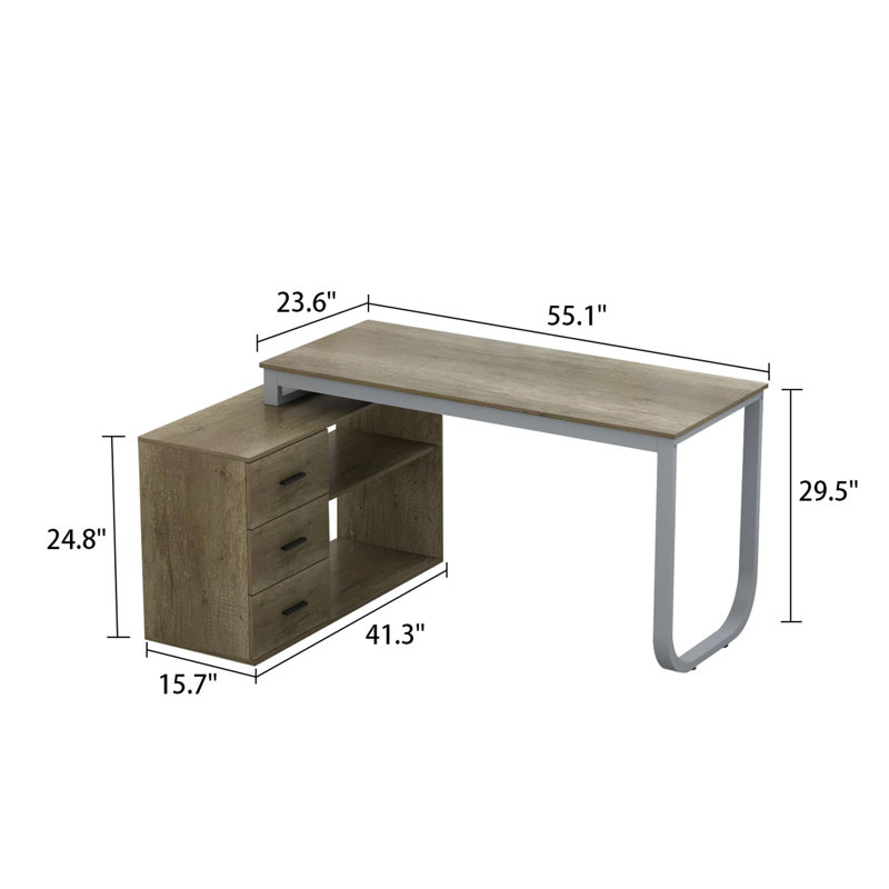Bureau en L Stockseth, Chêne / gris