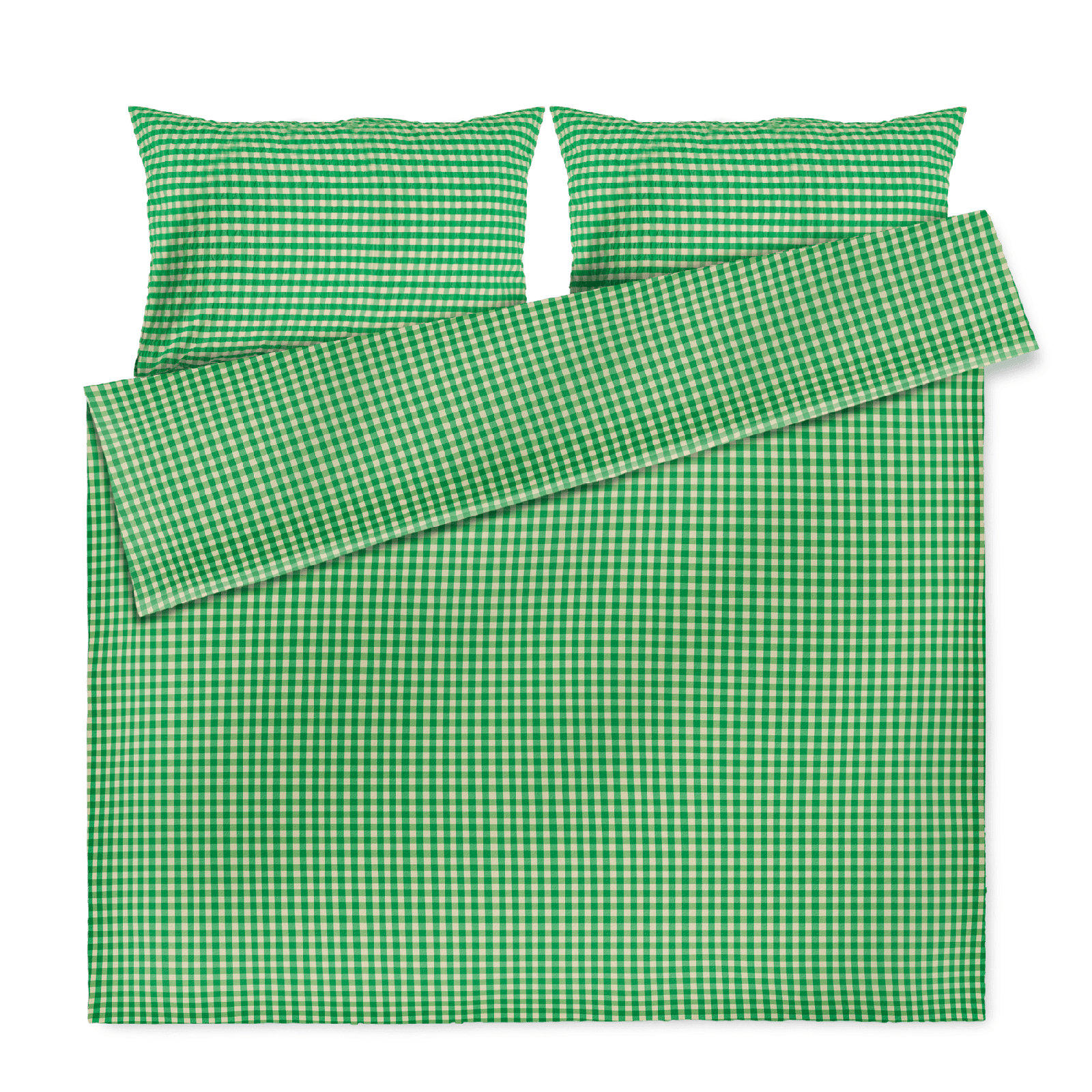 Baek and Bolge Duvet Cover Set, Queen Duvet Cover + 2 Standard Pillowcases, Green/Sand