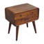 Table de chevet Avora en bois massif, 3 tiroirs, châtaignier, brun foncé