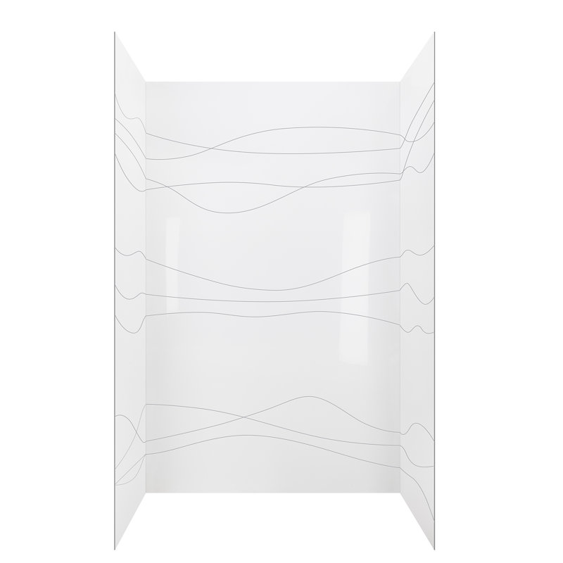 CNC Engraved Pattern 3-Panel Shower Wall Kit - 40″ x 60″ x 98″ - FlowState, Flow State