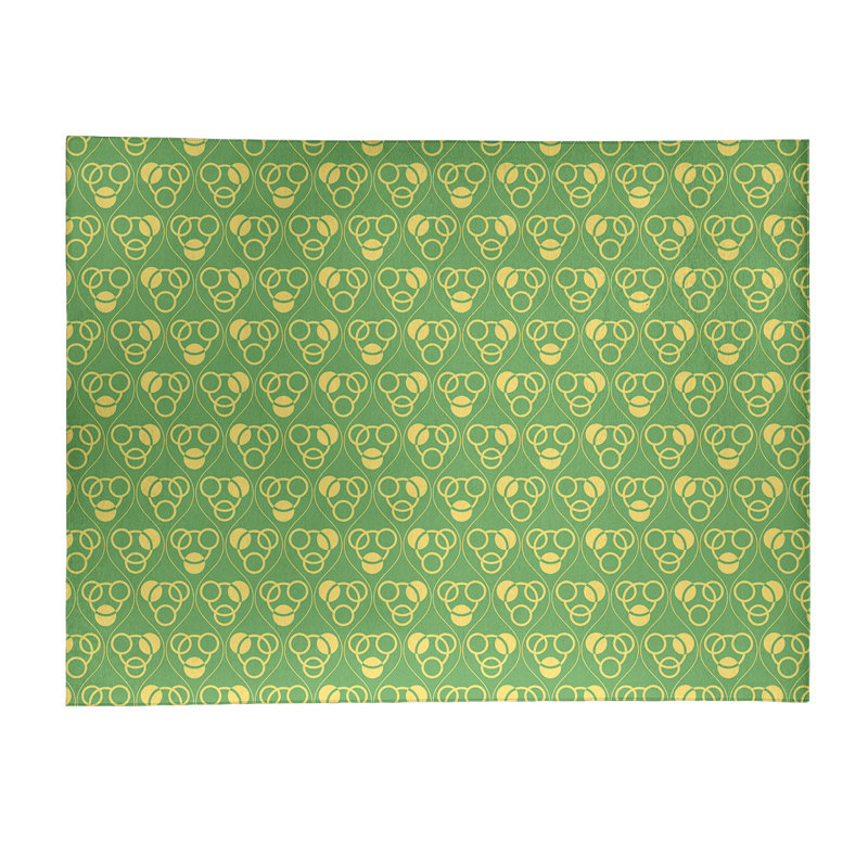 Tapis vert/jaune pour cercles et vagues, Rectangle 4 pi x 6 pi
