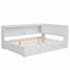 Lit de jour en bois pleine grandeur avec tablettes de rangement, USB, DEL et lit gigogne-203635559