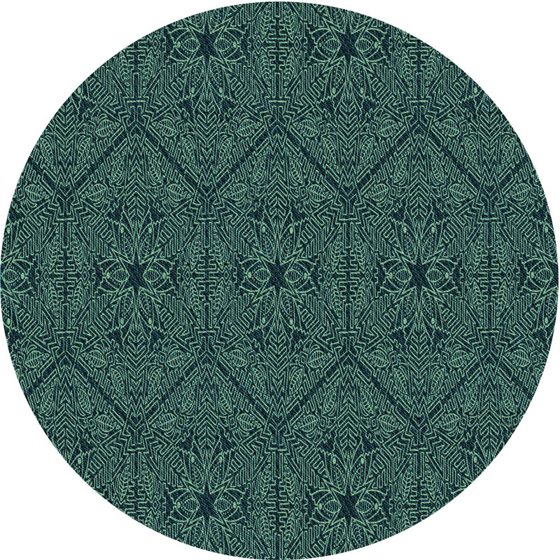 Tapis vert à motif géométrique Amisha, Rond 4 pi